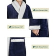 thumbnail image 5 of Premium Womens Sherpa Fleece Robe | Luxurious Soft, Warm, Plush Winter Bathrobe - Navy, 5 of 7