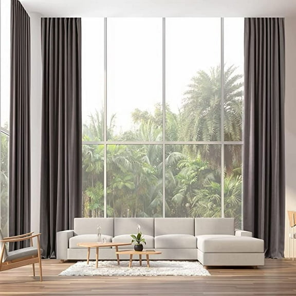 3S Brother's Extra Long Room Darkening 204" Length Faux Velvet Stone Curtain Drapes - Hanging Back Tab 5-25 Feet Custom Made ( 1 Panel ) - Made in Turkey (100"Wx204"L)