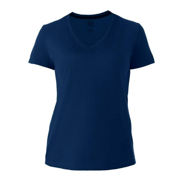 Playera Fruit Of The Loom para Mujer, Cuello V Manga Corta Azul Marino Talla EG