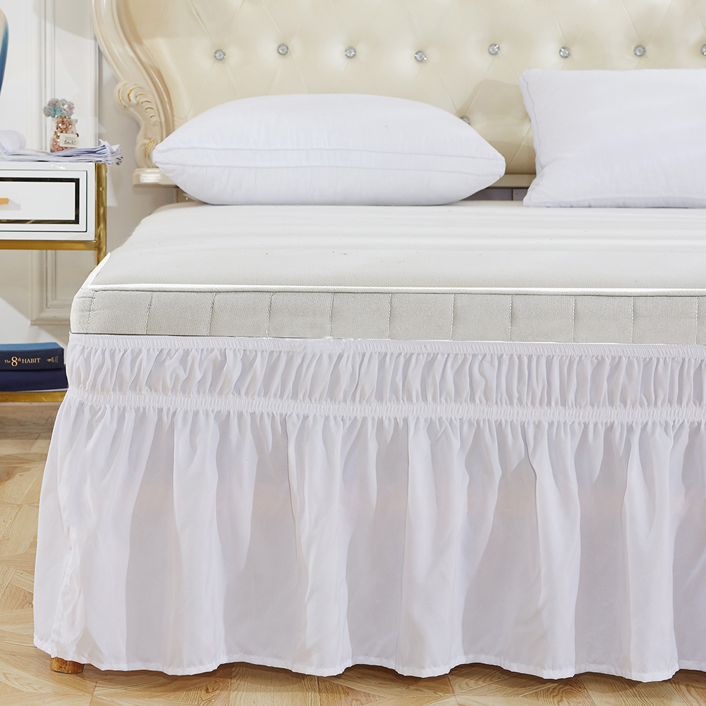 Tebru Elastic Bed Skirt, Bed Ruffle,Elastic Polyester Bed Skirt Ruffle