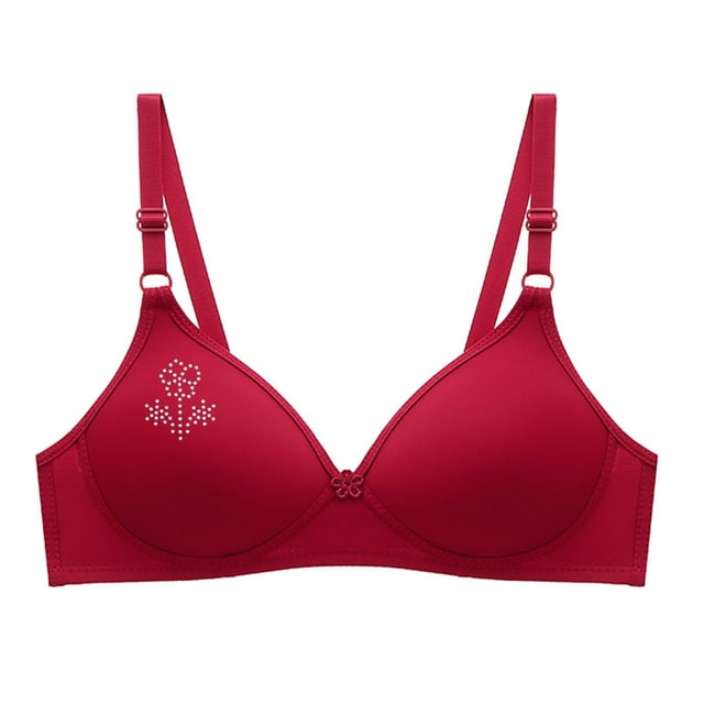 Kyusrd Full Coverage Bras For Women Adjustable Straps Wireless Push Up Small Cupt-Shirt Bralette Underwear Pattern Soild Color Soft Comfortable Underwear