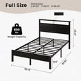 thumbnail image 5 of Bexfil Full Size LED Bed Frame with Charging Station, Modern Metal Platform Bed with Wood Headboard, Black Oak, 5 of 7