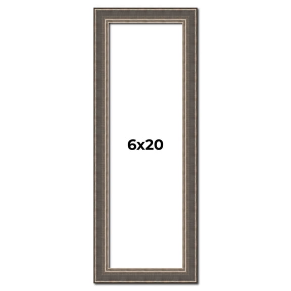 6x20 Frame Silver Real Wood Picture Frame Width 1.25 Inches | Interior Frame Depth 0.5 Inches |