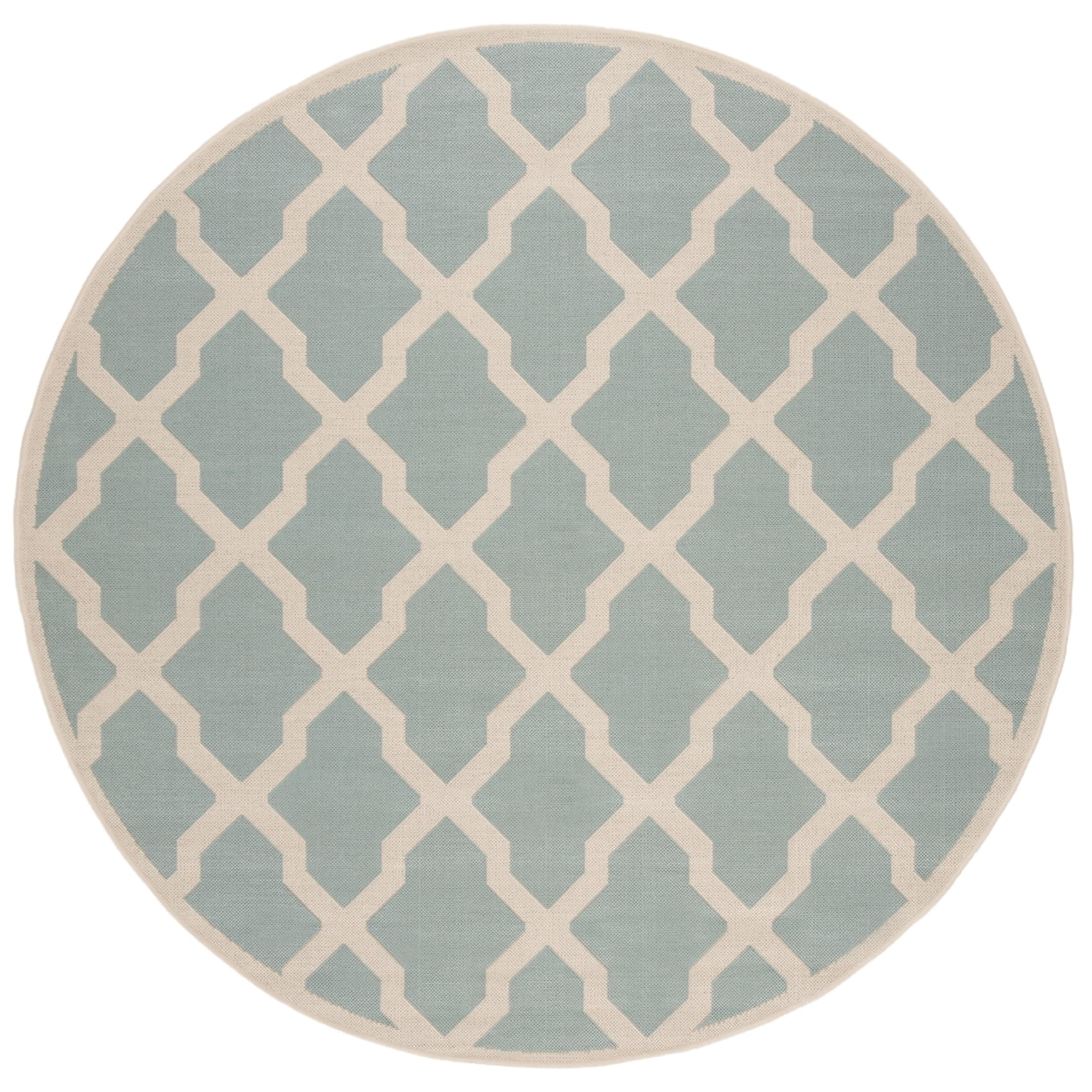 SAFAVIEH Beach House Loraine Trellis Indoor/Outdoor Area Rug Aqua/Cream, 6'7" x 6'7" Square