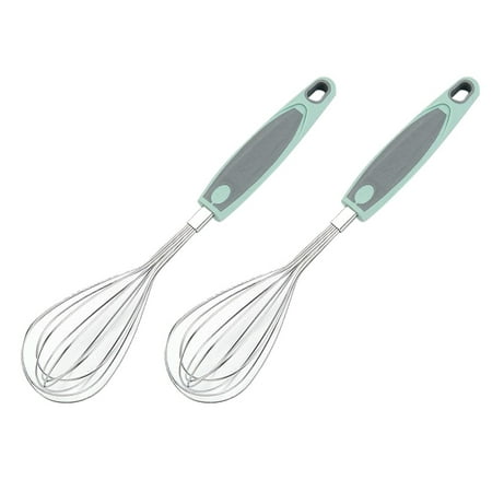 

2Pcs Mixing and Dough Mixer Stainless Steel Whisk Egg Whisk Wire Whisk Egg Beater Soft Grip for Kitchen Green