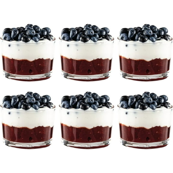 Vikko 7 oz Glass Dessert Cups Stackable Tasting & Parfait Glasses 6-Pc Glassware Set
