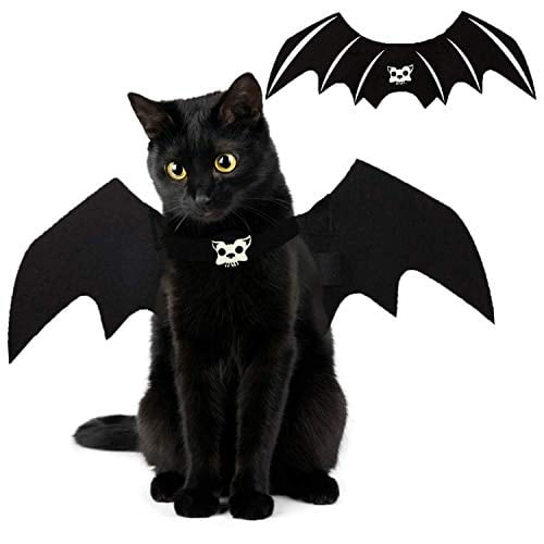Natural Black Cat Halloween Bat Wings Cat Costume Apparel Halloween Cat Bat Wings for Cat Small Dogs Puppy Dress Up 