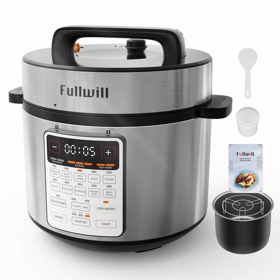 Fullwill 8QT Electric Pressure Cooker Max, 1200W Fast Cooking, 12-in-1 Multi-Use Programmable with Ceramic Non Stick Pot for Sauté, Slow Cook, Steam, Yogurt, Ideal for Family Meals & Gatherings