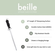 Beille 12 Inch Honing Steel Rod for Knives, Knife Sharpeners, Kitchen Gadgets, Silver