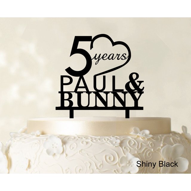 Happy Birthday Cake Topper Csutom Name Shiny Black Cake Topper Cake Decoration Color Option Available 6-7 Inches Wide