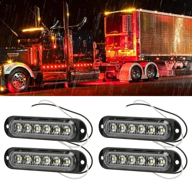 Lumière Stroboscopique De Voiture 6 Led Lumière De Secours De Camion 4pcs  Feux Latéraux De Camion Haute Luminosité 90LM IP65 étanche 6 LEDs Lumière  Flash De Secours De Camion 