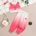 thumbnail image 2 of Glisme 2 Pcs Girls Outfit Summer Cartoon Cherry Print Sleeveless Short Vest And Gradient Color Long Pants Two Piece Set Lively And Lovely Clothing Set For Girl Size 3-4 Years, Red, 2 of 8