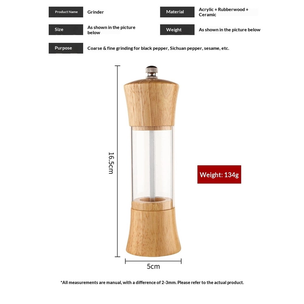 Pepper Mill, Pepper Grinder Set, Body Refillable Mills 1pcs, Adjustable Salt Grinder Shaker for Home,Kitche,Exquisite Appearance also Suitable for Restaurant Decoration