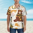 thumbnail image 4 of Balery Cute Bee Honey Jar Hive Bear Print Men's Hawaiian Shirts Short Sleeve Beach Shirt Relaxed Fit Vacation Button Down Shirts-Medium, 4 of 9