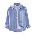 thumbnail image 1 of XDZJLR Mens Shirts Lapel Solid Soft And Comfortable Long Sleeve Shirts for Men, 1 of 5