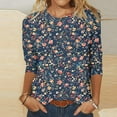 thumbnail image 5 of GERsome 3/4 Sleeve Shirts for Women Loose Fit Crewneck Dressy Casual Tops Lightweight Floral Print Comfy Cute T Shirts, 5 of 5