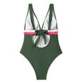 thumbnail image 5 of REORIAFEE Womens Swimsuits One Piece Fashionable Bathing Suit Backless One Piece Patchwork Swimwear Beachwear Bikini Tops Green M, 5 of 8