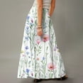 thumbnail image 4 of WTOBBY Women's Flowy Floral Print Bohemian Maxi Skirt Casual Summer Beach Long Skirt Elastic Waist Lightweight Tiered Pleated Skirt with Side Slit and Drawstring,Beige L, 4 of 5