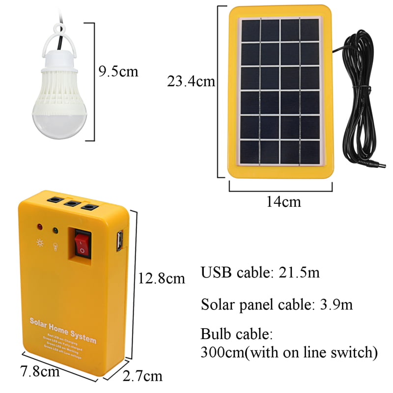 Solar Generator Portable kit, Solar Home DC System Kit, Power Inverter, USB Solar with 2 LED