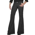thumbnail image 1 of pantalones acampanados de discoteca retro para hombre pantalones vintage elásticos sueltos ajustados acampanados cómodos pantalones de sarga elástica retro para hombre negro/xl, 1 of 6
