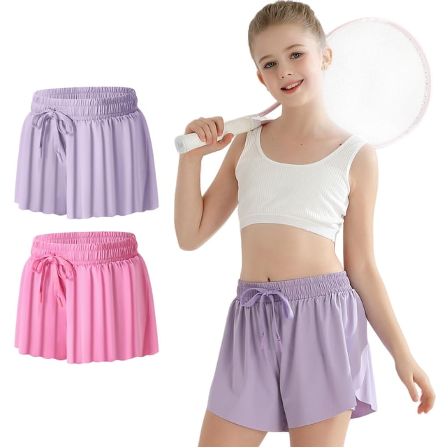 Pantalones cortos Ghteas Butterfly para niñas, talla 7, morado/rosa, paquete de 2