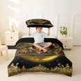 thumbnail image 2 of Homewish Vintage Magic Dragon Twin Duvet Cover,Hippie Evil Eye Twin Bedding,Black Gold,Black Reversible,2-Piece,1 Duvet Cover and 1 Pillowcase, 2 of 6
