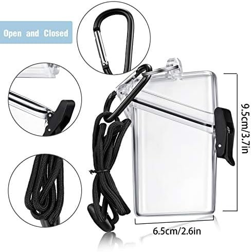 Outus 3 Pack Waterproof ID Badge Holder Case Waterproof Clear Vertical ID Card Holder with Lanyard Carabiner and Keychain Plastic Card Holders Dry Box