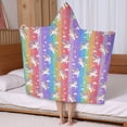 thumbnail image 5 of Colorful Stripe Unicorn Pattern Hooded Bath Towel，50"x30" for Ages 3 To 12 Kids, Quick Dry Lightweight Soft Microfiber Hood Beach Towel Cover Up for Kids, 5 of 7