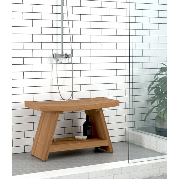 Patented 30" Asia® Teak Shower Bench with Shelf