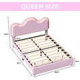 thumbnail image 4 of Homhougo Queen Size Bed Frame, Boucle Upholstered Platform Bed Frame with Adjustable Headboard, Teddy Fleece, Soft Rounded Corners, No Box Spring Required, Noise Free，Easy Assembly，Pink, 4 of 7