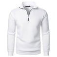 thumbnail image 2 of BXINGOHAI Mens Quarter Zip Pullover Golf Water Resistant Warm Sweatshirt Fall Winter Shirts White,3XL, 2 of 6