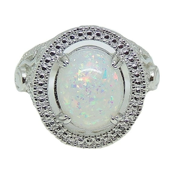 Geneva Statement Ring Oval Fire Opal Ring for Women Ginger Lyne Collection