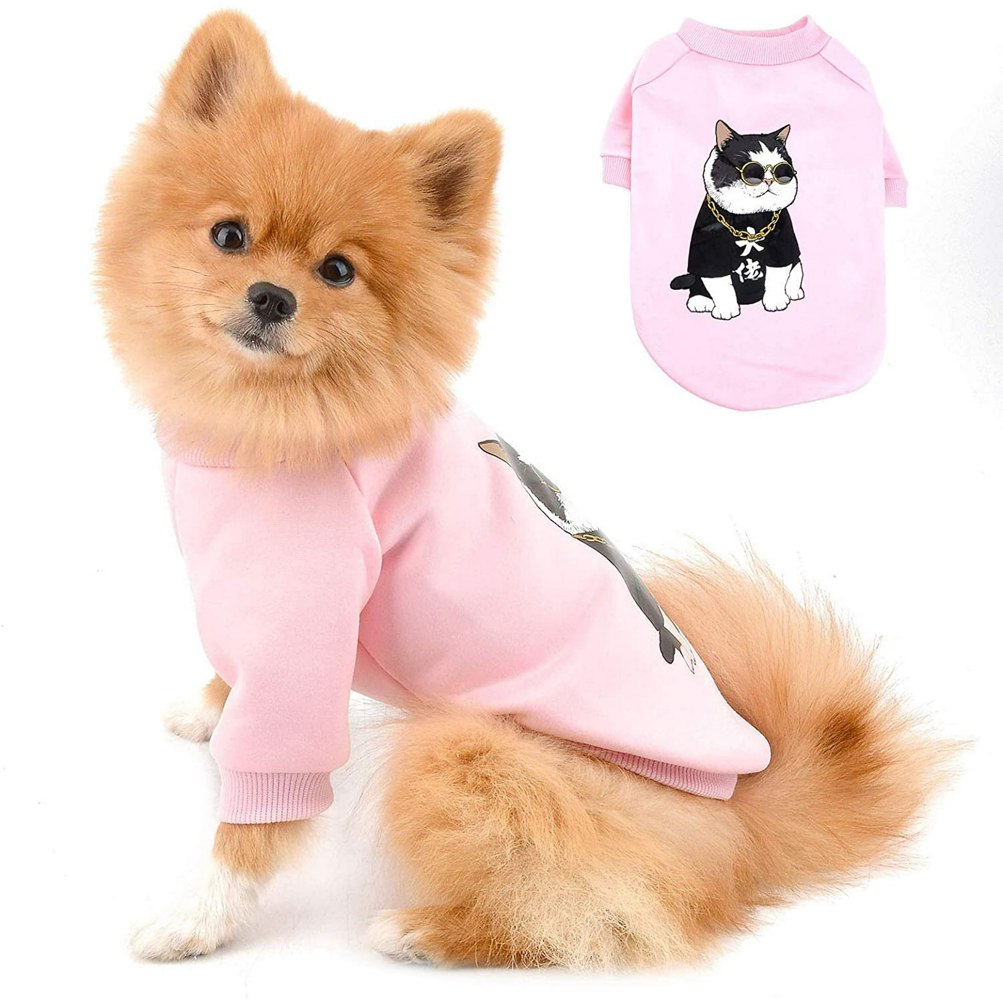 ATTOE Petit Chien Pulls pour les Filles Garcons Molleton Doux Double Hiver Chaud Animal de Compagnie Chat Vetements Chihuahua Vetements Chiot Chien Sweat Shirt pour Temps Froid Walmart