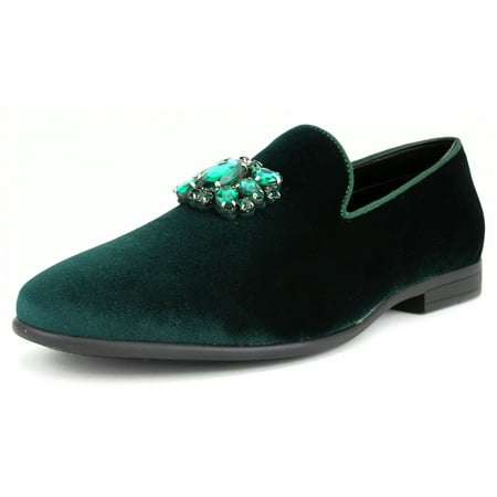 

Amali Mens Faux Velvet Tiago Slip on Smoking Loafer w/ Matching Jeweled Bit