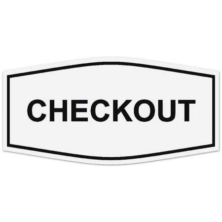 Signs ByLITA Fancy Checkout Sign - Laser-Engraved Lettering | Durable ABS Plastic | Vibrant Colors | Powerful Foam Tape (White) - Large