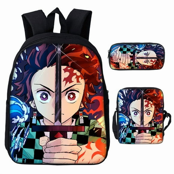 3D Demon Slayer Backpack Cartoon Backpack Three-Piece Printing
