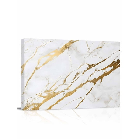 White Gold Modern Wall Art for Living Room,Canvas Picture Wall Decor for Bathroom Bedroom,Abstract Vintage Marble Geometric Painting Artwork for Office Kitchen Hallway Dining Room Home Decor 16"x20"