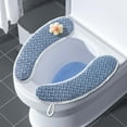thumbnail image 3 of sruoe Toilet Seat Covers, Padded Toilet Seat Covers, Soft Warmer Toilet Seat, Fits Most Size Toilet Seat for Bathroom, Blue, 3 of 7
