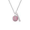 thumbnail image 2 of Delight Jewelry Silvertone Large Super Sparkle Crystal Pink AB Softball Silvertone Guardian Angel Bar Charm Necklace, 23", 2 of 4