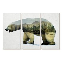 Elephant Stock Arctic Polar Bear Wall Art - Horizontal Multi Panel Canvas - Living Room Wall Decor - Animal Multi Panel - Gray And Green Decor By Davies Babies - 74" x 48"
