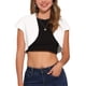 thumbnail image 1 of Cárdigan de mezclilla casual para mujer Inspire Chic, con mangas cortas, chaqueta de jean, color blanco, talla M, 1 of 6