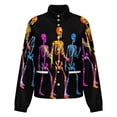 thumbnail image 5 of Jackets for Women Winter Coat Jackets Flannel Stand Collar Jacket(Dancing Skeletons,Size:S-4XL), 5 of 7