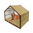 thumbnail image 1 of Floral Pet House, Lily Carnation Bouquet Beauty Botany Field Flourishing Mother Nature Theme, Outdoor & Indoor Portable Dog Kennel with Pillow and Cover, 5 Sizes, Earth Yellow Beige, by Ambesonne, 1 of 4
