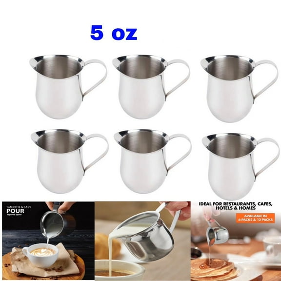 Set of 6 Stainless Steel Bell Creamer 5 oz Coffee Cream Pitchers 150 ml