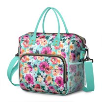 Pioneer Flower Floral Print Pattern Womens Lunch Box for Work,Insulated Large Lunch Bag for Tween and Teen,Loncheras Para Mujer,Leakproof Adult Lunch Bag for Work,Beach,Travel,Picnic,Camping