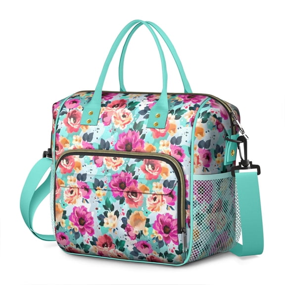 Pioneer Flower Floral Print Pattern Womens Lunch Box for Work,Insulated Large Lunch Bag for Tween and Teen,Loncheras Para Mujer,Leakproof Adult Lunch Bag for Work,Beach,Travel,Picnic,Camping
