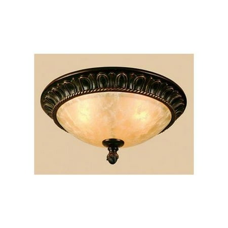 Provencal Three Light Flush Mount with Golden Shade in Cashmere