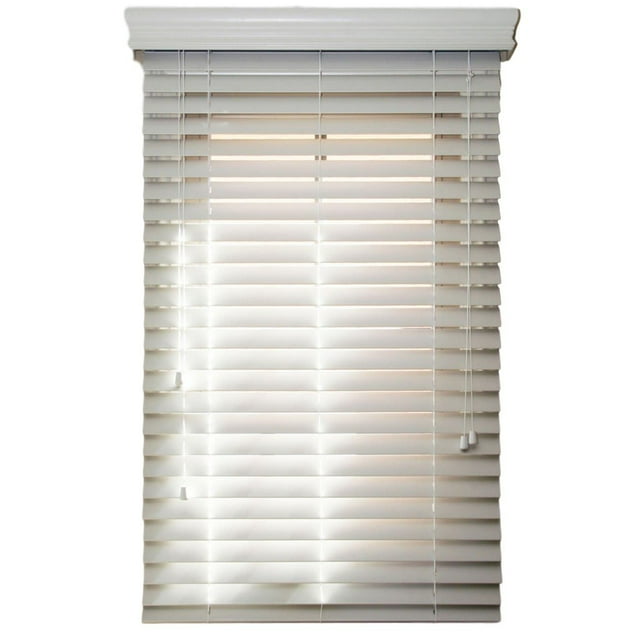 Faux Wood Blinds 2 inch Horizontal SlatsCustom MadeOutside MountSnow White Smooth From 46