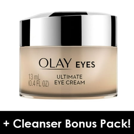 Olay Ultimate Eye Cream for Wrinkles, Puffy Eyes + Dark Circles, 0.4 fl oz + Daily Facial Dry Cleansing Cloths, 7 (Best Eye Cream For 50s)