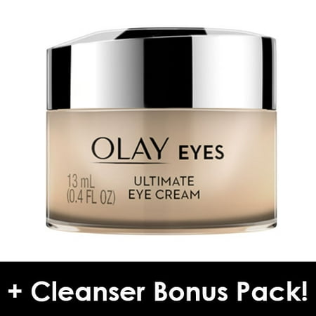 Olay Ultimate Eye Cream for Wrinkles, Puffy Eyes + Dark Circles, 0.4 fl oz + Daily Facial Dry Cleansing Cloths, 7 (Best Almond Oil For Dark Circles)